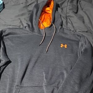 Under Armour Men's Charcoal Hoodie with Bright Orange Details